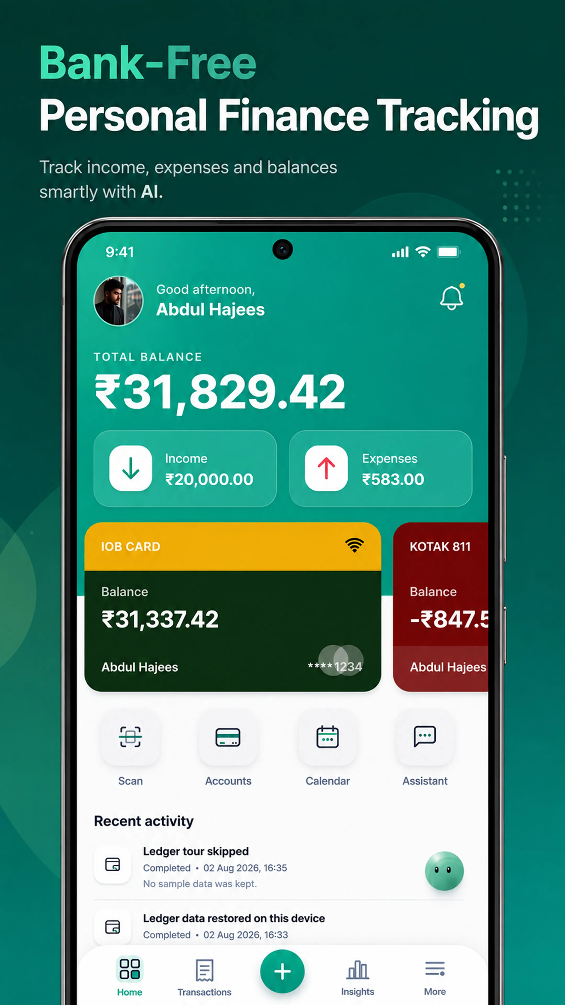 Bank-Free Personal Finance Tracker and Money Management Dashboard